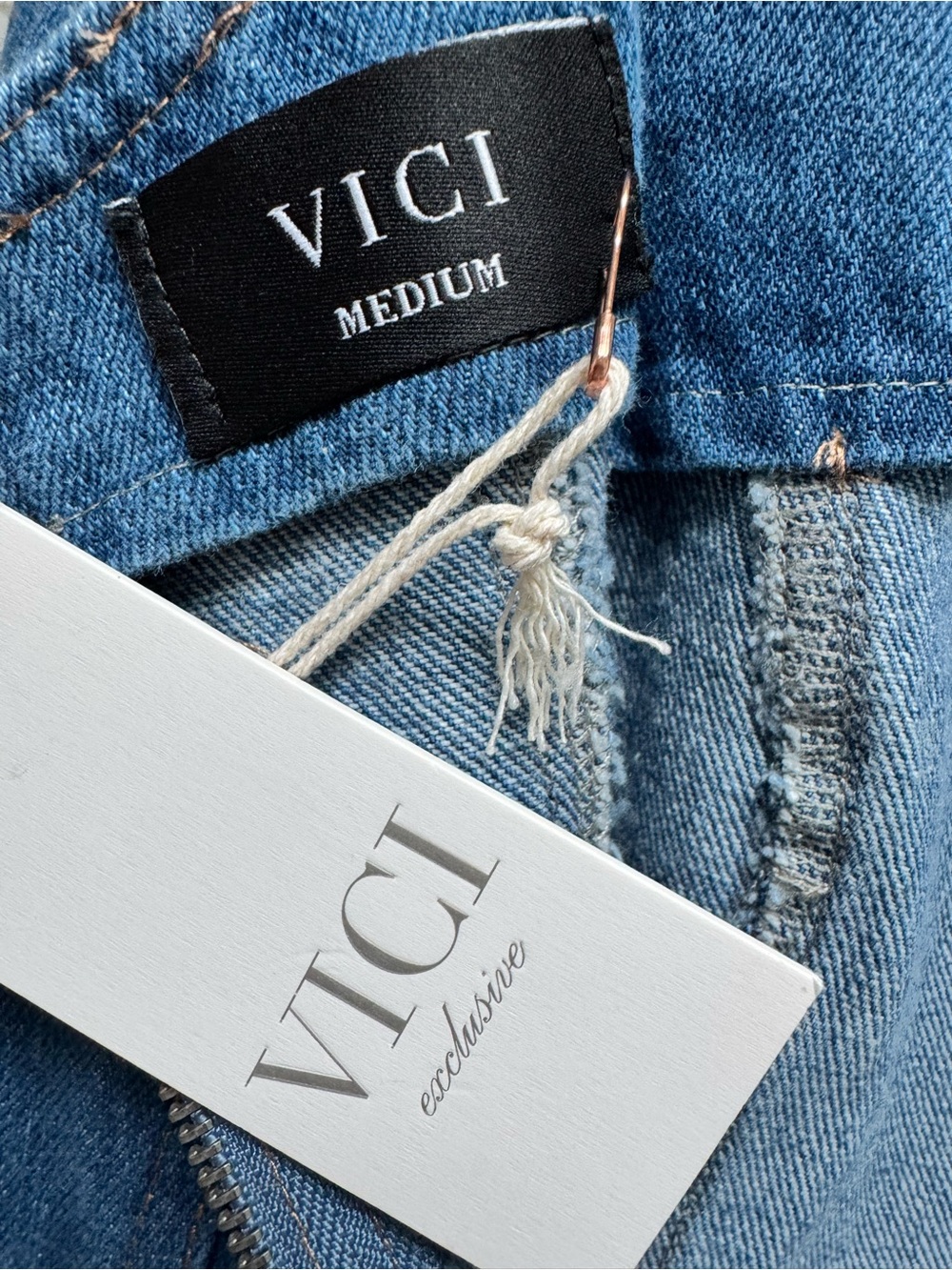 NEW Vici Denim Rose Peplum Rosette Mini Dress Cotton - Picture 6 of 8